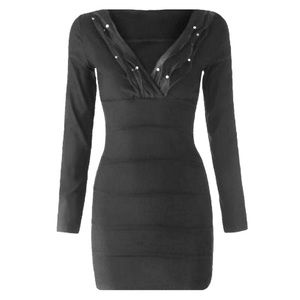Beaded V-Neck Mini Bandage Dress